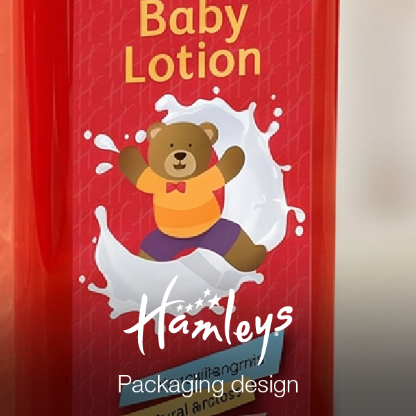 Hamleys baby lotion packaging design
