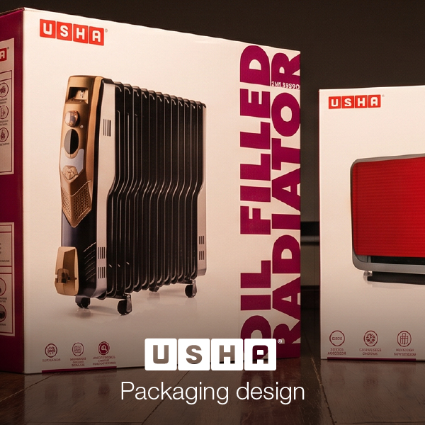 Usha room heaters packaging