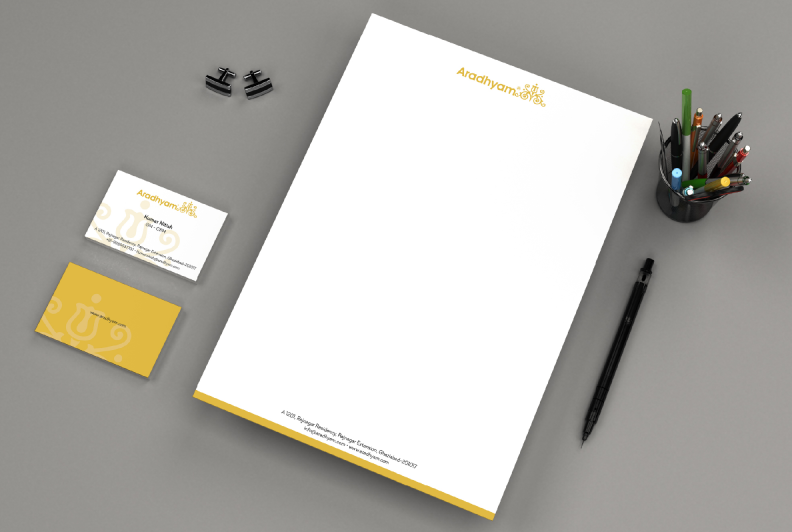 Aradhyam stationery and brochure design